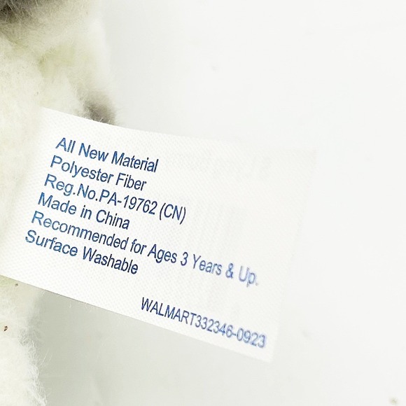 Walmart Grey and White Bunny Floppy Ears Dots Plush 8" - Picture 8 of 8